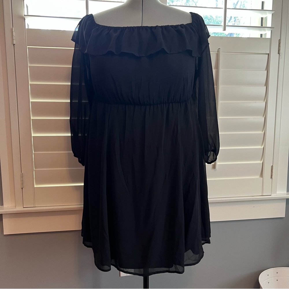 Black sheer sleeve mini dress